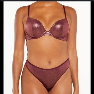 Metallic microfiber thong, red cocoa savage by fenty